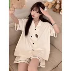 Bonito filhote de cachorro pijamas feminino 2026 novo estilo verão céu Shorts de manga curta tamanho grande estilo fino