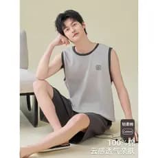 Fenteng Ke'an Pijama Masculino Verão Algodão Puro 2026 Novo Estilo Colete Fino Tamanho Grande Imagem Loungewear Verão