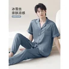 Pijamas masculinos verão gelo neve seda calças de manga curta 2026 novo estilo tamanho grande humorístico Homewear terno