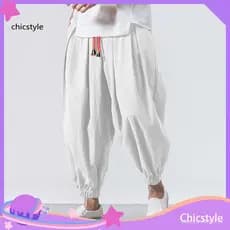 Calças Plus Size Masculinas, Calças Longas Largas Estilo Harem com Cintura Elástica e Bolsos, Confortáveis e Elegantes p