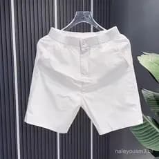 Shorts Curtos Masculinos Com Botão Semi-Elástico Simples Estilo Empresarial