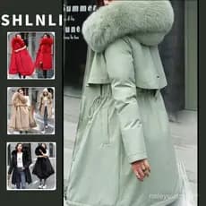 Casaco Feminino de Outono e Inverno Estilo Coreano com Capuz e Gola de Pelo, Cor Sólida, Jaqueta Fina de Algodão Quente