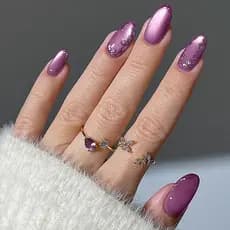 30 peças olho de gato primavera verão amêndoa usando unhas Taro purê roxo olho de gato folha de prata rosa Oval clareame