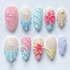 30 peças usando unhas flores rosa peças de manicure 3D tridimensional pérola epóxi perfurada à mão amêndoa manicure