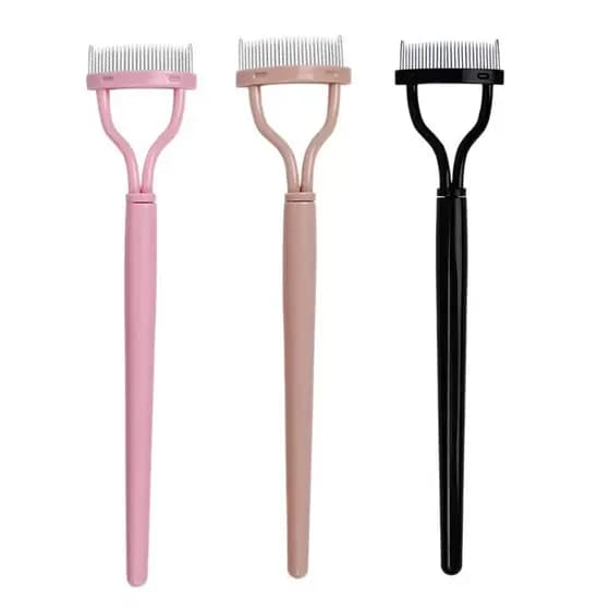 Novo estilo Semi-curvo aço dente sobrancelha pente de aço escova de cílios Anti-deslizamento portátil cílios pentear olh