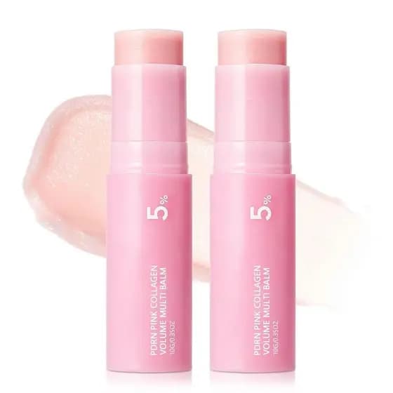 Bálsamo Multiuso em Bastão PDRN Pink Collagen Volume, Bálsamo Hidratante para Olhos, Base de Maquiagem e Bastão Hidratan