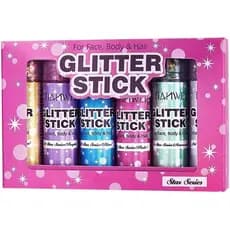 Bastão de Maquiagem com Glitter em 6 Cores para Rosto e Corpo, Sem Necessidade de Cola, Iluminador Brilhante para Olhos,