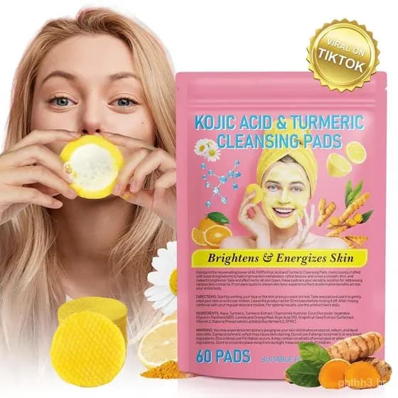 Discos Esfoliantes de Cúrcuma para o Rosto - Limpeza e Esfoliação de Manchas Escuras (60 PCS)