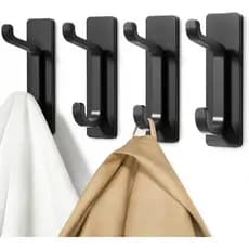 Ganchos de Parede Pickpiff para Casacos e Toalhas: Suporte Adesivo Forte para Porta, Capacidade de 13LB, Preto, Pacote c