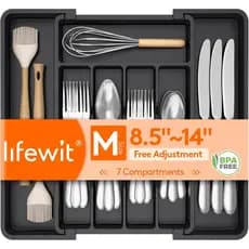 Organizador de Talheres Expansível Lifewit, Bandeja de Plástico para Utensílios de Cozinha, Suporte para Talheres Livre