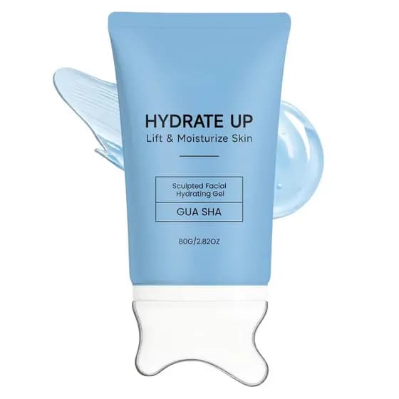 Gel Hidratante Facial com Ferramenta Gua Sha - Creme para Escultura Facial e Firmamento da Pele, para Lifting e Hidrataç