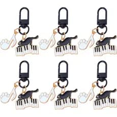6 Chaveiros em Forma de Gato Pianista, Design de Pata com Nota Musical para Presente de Amantes de Música, Acessórios pa