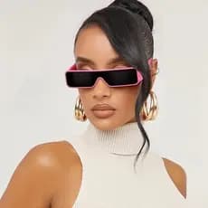 Óculos de sol estilo integrado, óculos retangulares de moda retrô de armação pequena