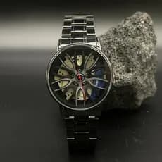 Relógio masculino de movimento automático, relógio de pulso de roda, relógio de quartzo tendência elegante