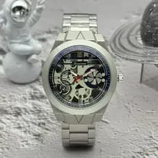 Relógio masculino relógio masculino, relógio de quartzo redondo oco com pulseira de aço