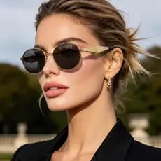 Novo estilo pequeno quadro óculos de sol feminino Retro Metal Oval óculos de sol moda Anti-ultravioleta na moda influenc
