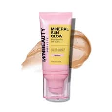 INNBEAUTY PROJECT Protetor Solar Mineral Sun Glow de Amplo Espectro SPF 43 PA+++ com Peptídeos, Tonalidade Média, 1,7 OZ