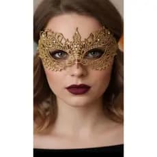 Mascara dourada 50 Tons de Cinza  Strass Bailes Eventos Halloween Festas Carnaval cristal