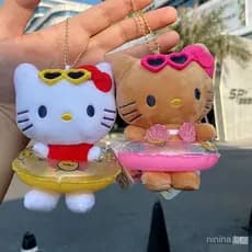 Brinquedo de Pelúcia da Série Praia de Verão Sanrio, Kuromi, Hello Kitty, Melody, Cinnamoroll, Chaveiro Fofo, Presente p