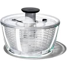 Centrifugadora de Salada de Vidro OXO Good Grips - Grande, 6,22 Litros, Lavador de Alface e Frutas, Tigela de Vidro Boro