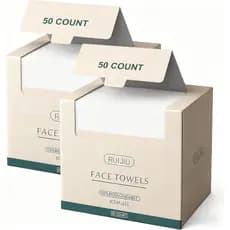 Pacote com 2 unidades de 100 toalhas descartáveis, tamanho grande 10"X 12", toalhas faciais descartáveis, toalha 100% bi