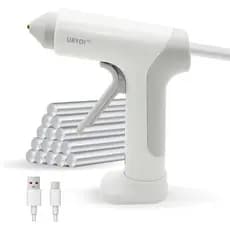 Pistola de Cola Quente Sem Fio, Aquecimento Rápido em 15s, Bateria Recarregável, Carregamento Rápido USB-C, Controle Int
