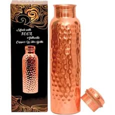 Garrafa de Água de Cobre - 34oz - Garrafa de Água Artesanal Ayurvédica 100% de Cobre Puro para Beber | Homens e Mulheres