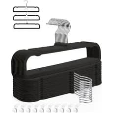 Cabides de Veludo para Calças, 20 peças de cabides flocados de alta resistência com barra antiderrapante, cabide para ro