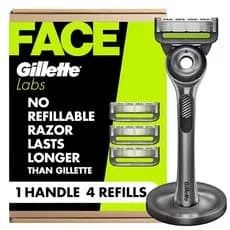 Aparelho de Barbear Gillette Labs para Homens, 1 Cabo, 4 Lâminas de Reposição, Suporte Magnético WSGP