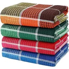 Toalhas de Cozinha Grandes e Coloridas, Pacote com 4, 40 cm x 66 cm, Toalhas de Prato com Padrão Xadrez Buffalo para Lav