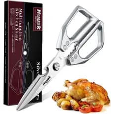 Tesoura de Cozinha HUUSK Multiuso - Tesoura de Cozinha em Aço Inoxidável, Tesoura de Carne Prateada Afiada, Lavável na M
