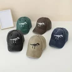 Bonés de Moda, Acessórios Casuais, Boné de Beisebol com Bordado de Esqueleto de Dinossauro, Boné Infantil de Algodão Des