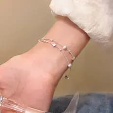 Fosco pequena bola estrela pulseira feminina novo estilo luz luxo requintado nicho High-End namoradas dupla camada mão j