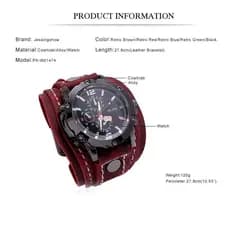 Relógio Masculino Moda Couro Quartzo Relógio de Pulso Estilo Punk Pulseira Larga Masculina