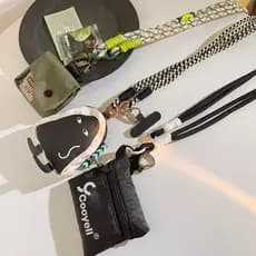 Moda cooy preto saco pingente caso de telefone cordão rotativo trançado cinta longa Diagonal cinta Cross-Rope telefone m