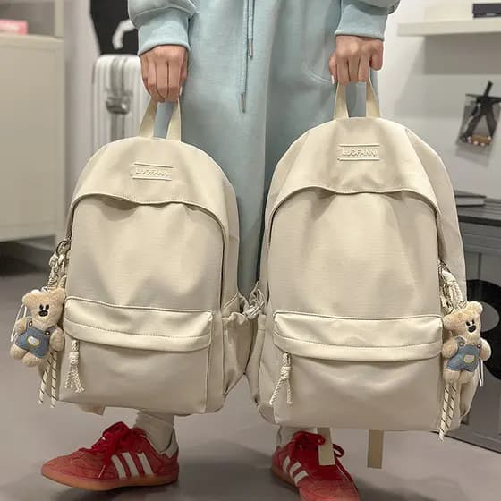 Mochila de cor sólida mochila Casual estudante universitário mochila feminina estudante do ensino médio simples All-Matc