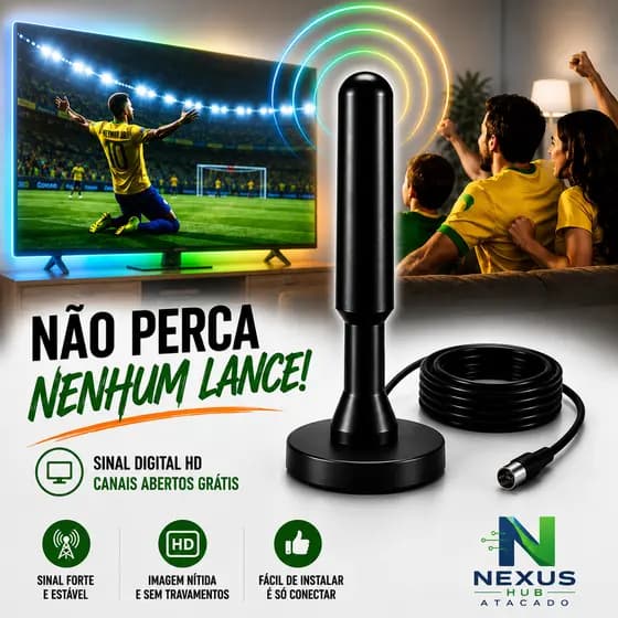 KIT3 Antena TV Digital 4K À Prova d'Água Base magnética| Interna Externa Cabo 5m | UHF VHF FM Alta Sensibilidade
