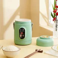 Panela de Arroz Pequena, 500W, com Timer de 12 Horas e Função de Manter Aquecido, Mini Panela Elétrica, 800ML, para Viag