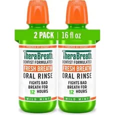 Enxaguante bucal TheraBreath Fresh Breath, sabor suave de menta, sem álcool, 16 fl oz (pacote com 2) CLCV