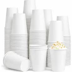 Copos de Papel para Café 12 oz, Pacote com 100 Copos Descartáveis Brancos para Bebidas Quentes e Frias, Resistentes com
