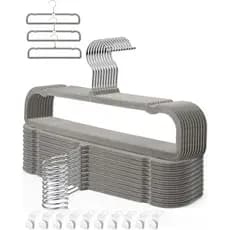 Cabides de Veludo para Calças HGYZE com Barra Antiderrapante, Pacote com 20 Cabides de Feltro para Calças, Cabides de Ve