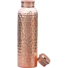Garrafa de Água de Cobre (34oz/1000ml) 100% Pura, Feita à Mão, Martelada, Recipiente Ayurvédico de Cobre Puro para Beber