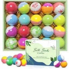 Conjunto de Presente de Bombas de Banho para Mulheres, 20 Bombas de Banho Orgânicas com Óleo Essencial, Banho de Espuma