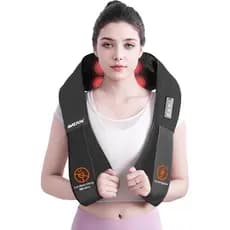 AMZPONY ®   Massageador de Pescoço Sem Fio para Alívio da Dor Muscular Profunda, Massageador Shiatsu Recarregável para P