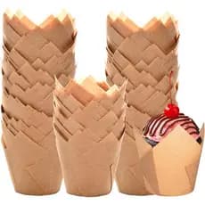 Forminhas de Papel Pergaminho Natural para Cupcakes e Muffins, 200 Unidades, Não Branqueadas, Padrão Aprimorado, Antiade
