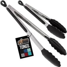 GORILLA GRIP Pinças de Cozinha em Aço Inoxidável Resistentes ao Calor para Cozinhar, Conjunto de 2 Pinças para Churrasco