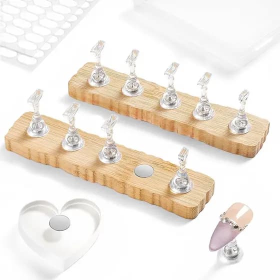 Suporte para Unhas Postiças para Exibição e Prática de Arte em Unhas, 2 Conjuntos, 1 Suporte Magnético de Acrílico em Fo