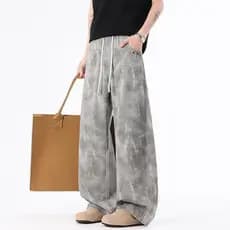 Solto Machete calças casuais masculinas 2026 verão novo estilo algodão Drape calças tamanho grande cintura elástica maca