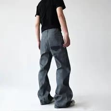 Costura em relevo barroco lago verde não refinado Original vaca Jeans masculino solto Casual calças retas verão estilo f