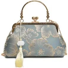 Elegante Bolsa de Noite Chinesa Inspirada no Cheongsam, Bolsa de Ombro com Corrente para Festa de Casamento, Bolsa de Mã